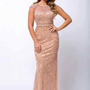 Sequined Gold Mermaid Shape Dress AC256